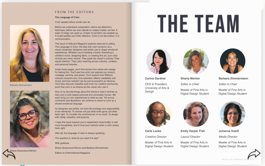 Artboard Magazine University of Arts & Design student led magazine Issue 3 Article Team