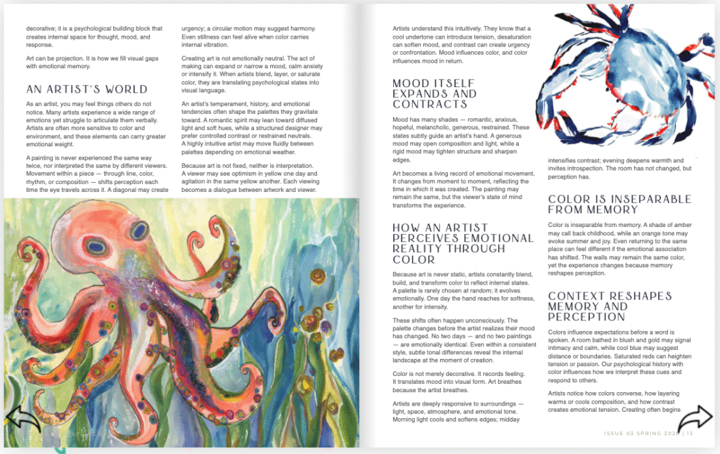 Artboard Magazine University of Arts & Design student led magazine Issue 3 Color Issue Color Painting octopus crab