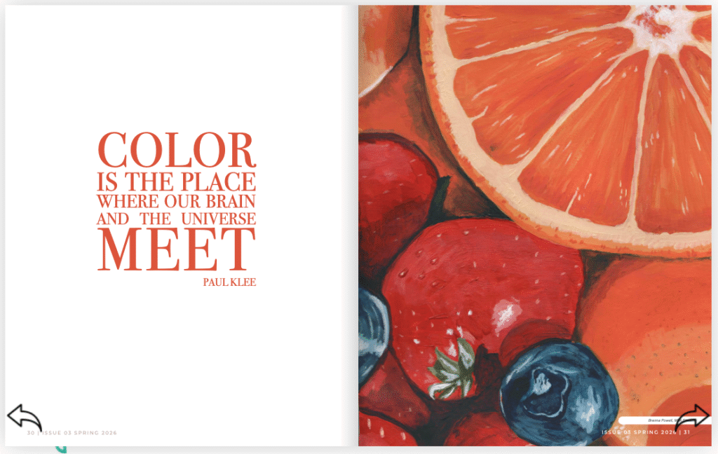 Artboard Magazine University of Arts & Design student led magazine Issue 3 Color Issue Color Painting Orange strawberry